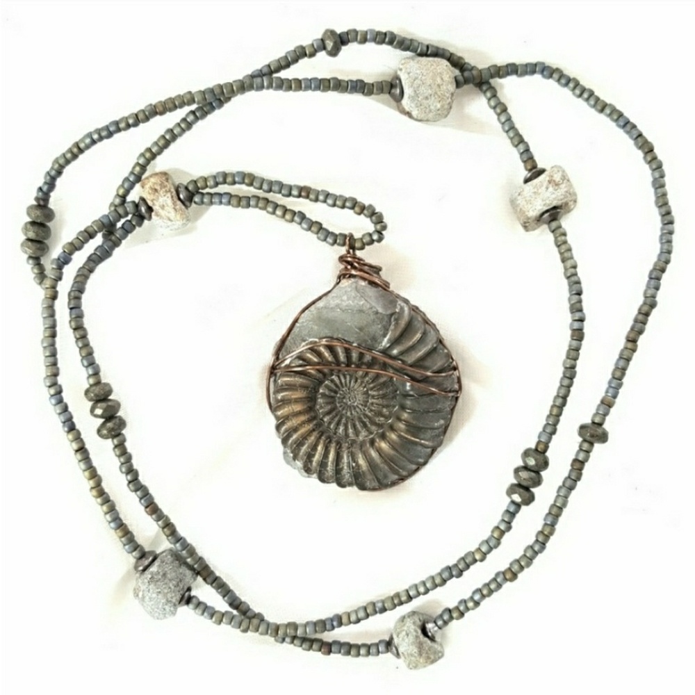 Artisan - Fossilized Pyrite Ammonite Necklace